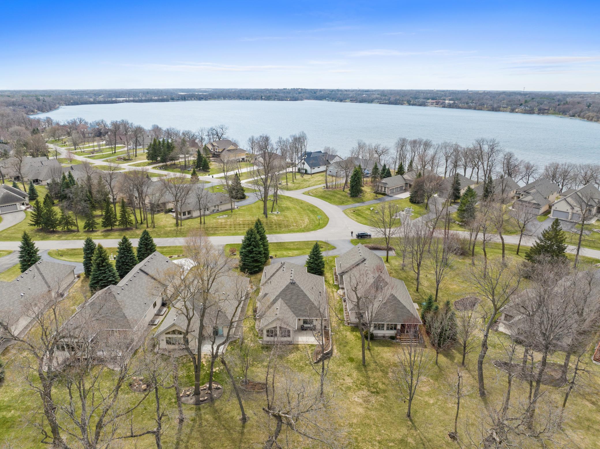 Spring aerial of neighborhood