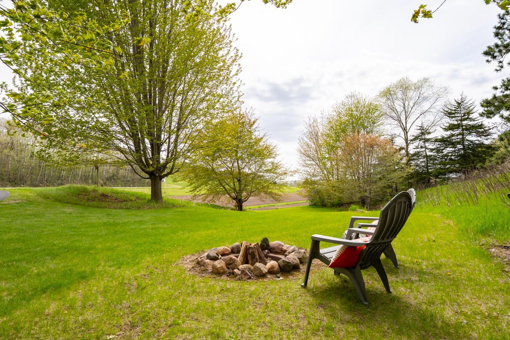 A firepit area to roast hotdogs and marshmellows on a calm evening.