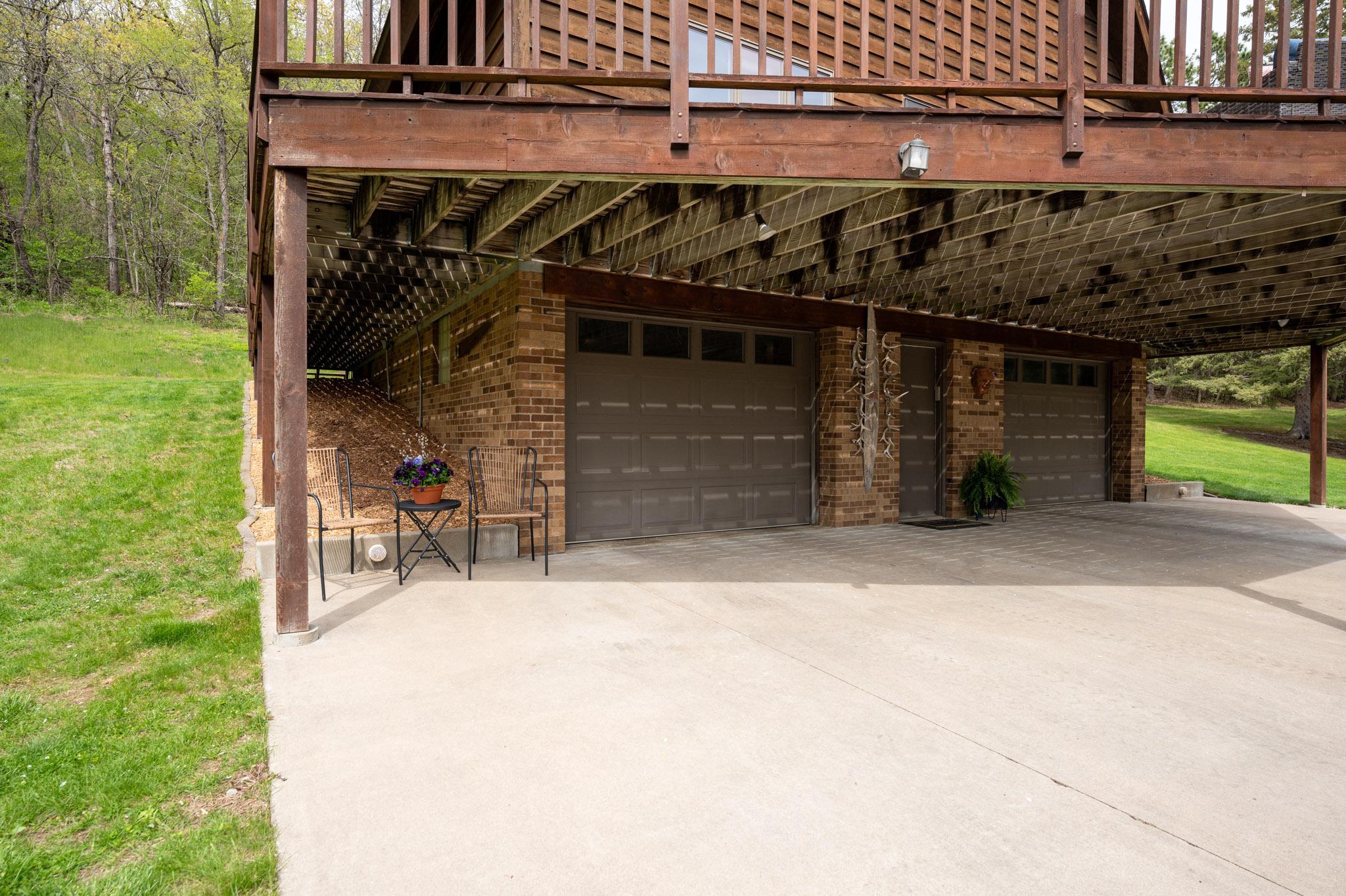 Large cement pad under the deck.