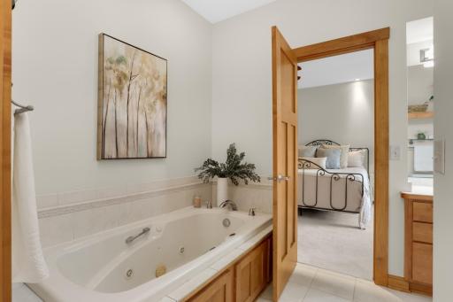 3/4 Primary Bath, which adjoins the 3/4 hall bath. The design was the architect's desire to be accessible-friendly.