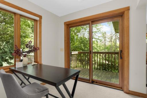 Private deck in primary study with more lake views.
