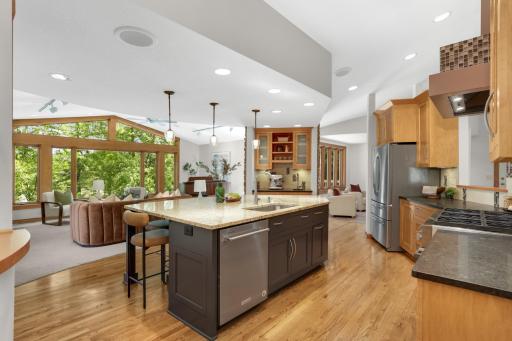 Kitchen is open to the lake/great room with intriguing views in every season!