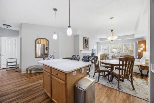The kitchen island is not only pretty but a great place for storage or extra seating by just adding a few stools. Love everything about this gorgeous condo!