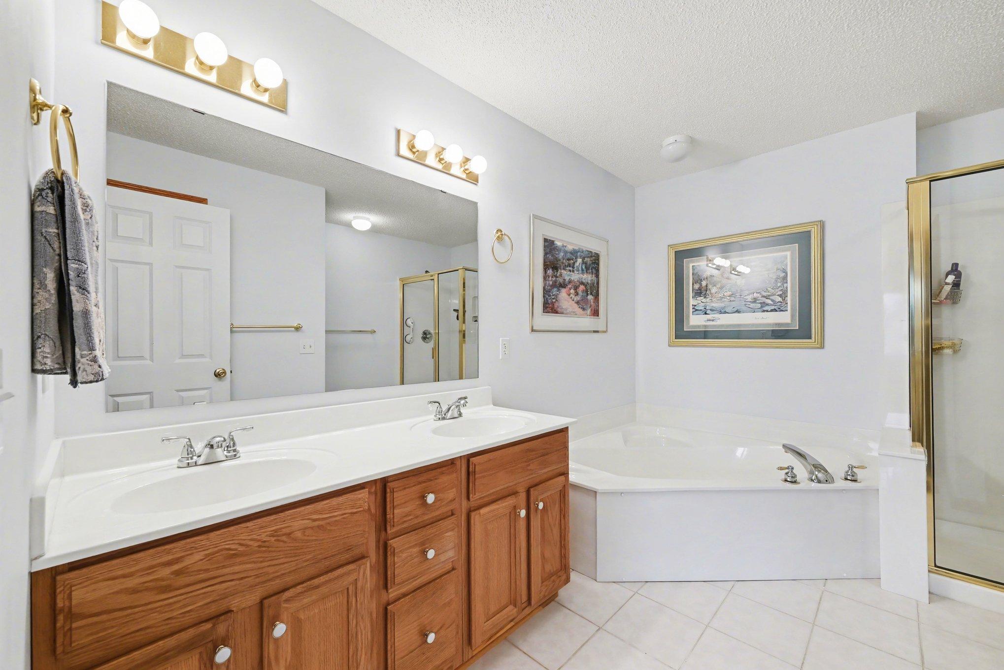 Primary bath, double sink.