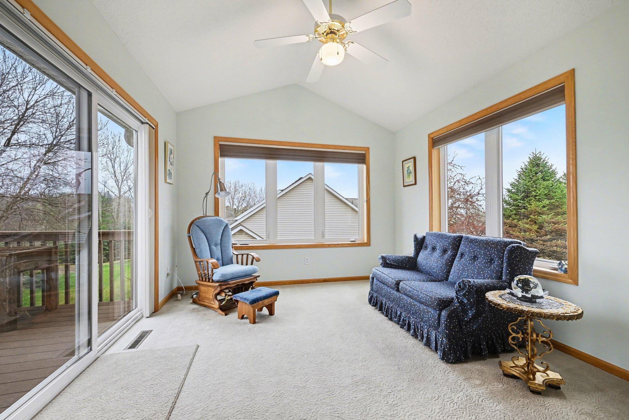 Four season porch that leads to the deck.