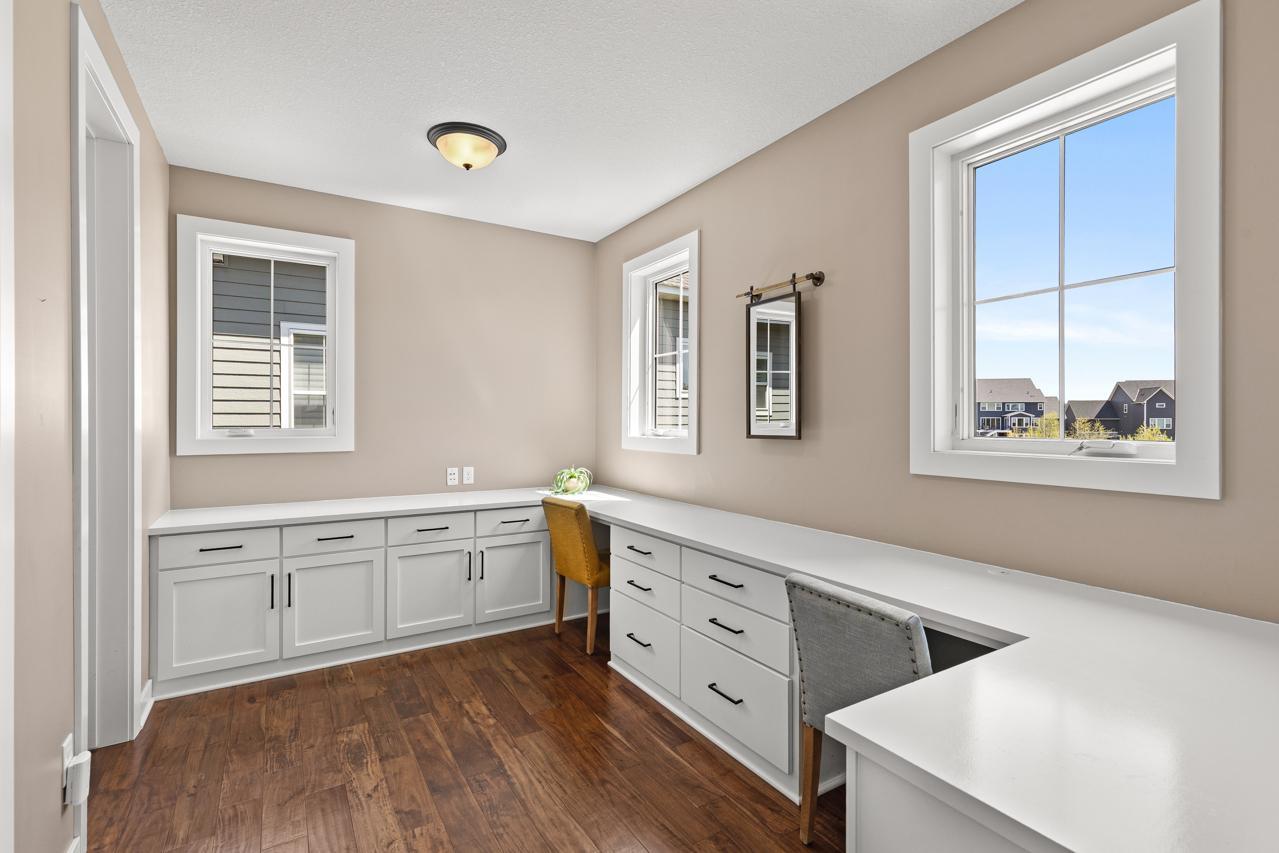 Functional office space right off the kitchen.