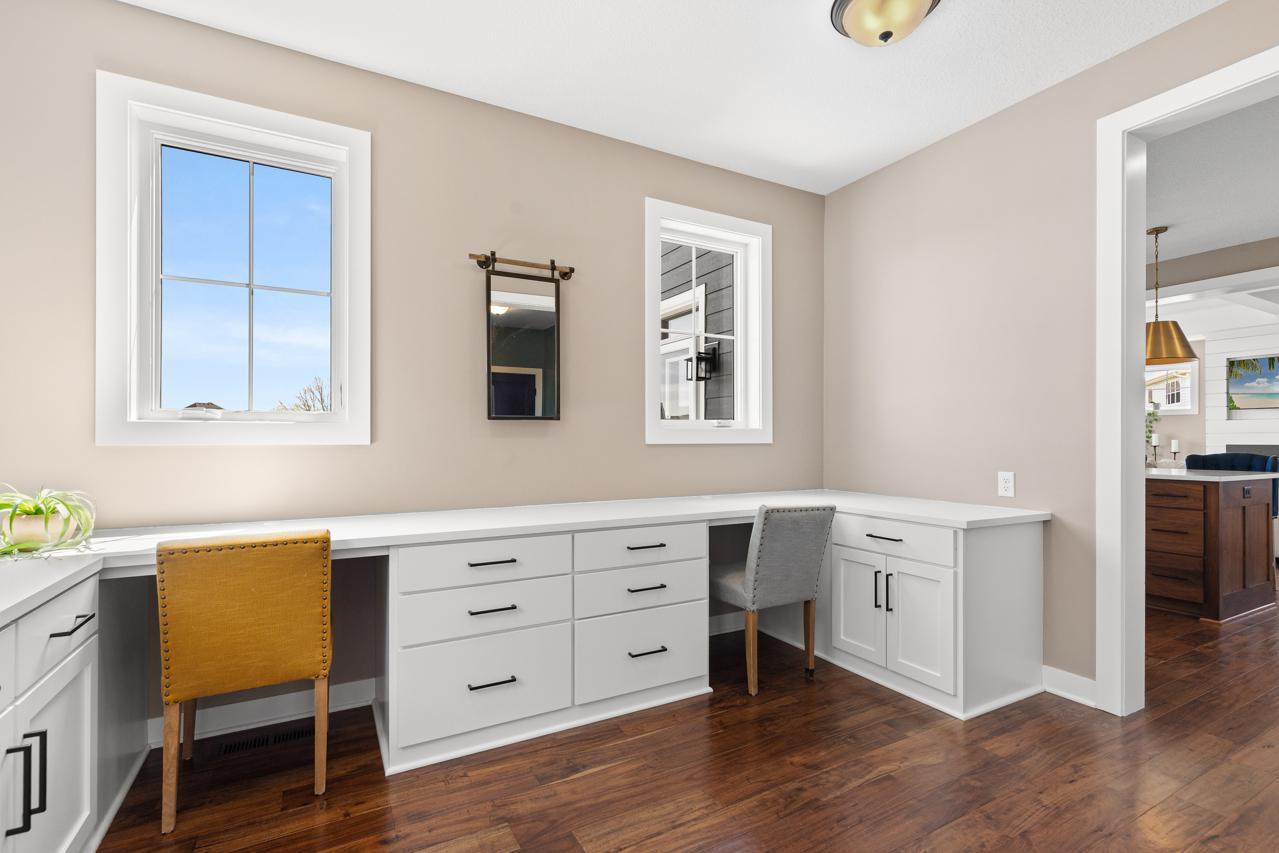 Home office conveniently located right off the kitchen on the main floor.