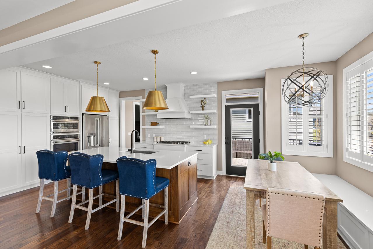 The door in the kitchen takes you out to the large deck.