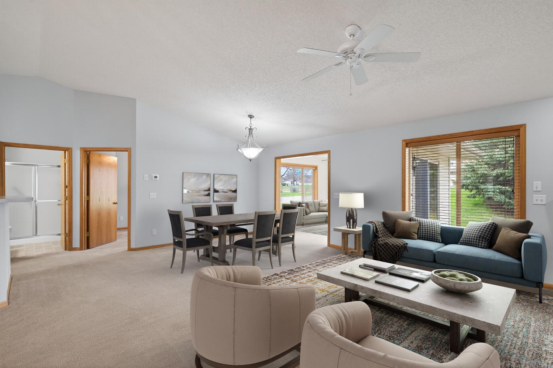 Bright vaulted Living/Dining! (virtually staged)