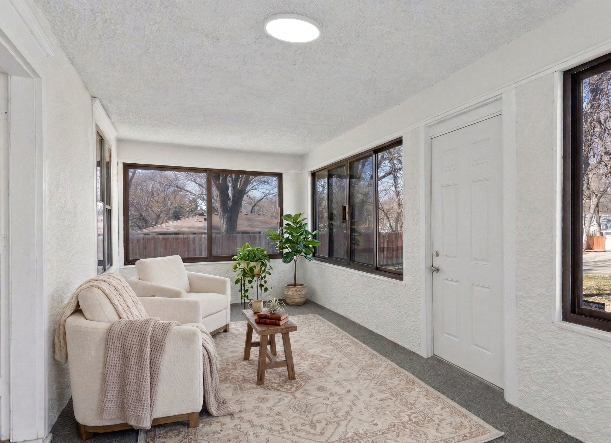 Virtually staged front porch.