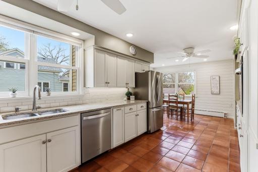 The kitchen was redone within the past few years to include stainless steel appliancs.