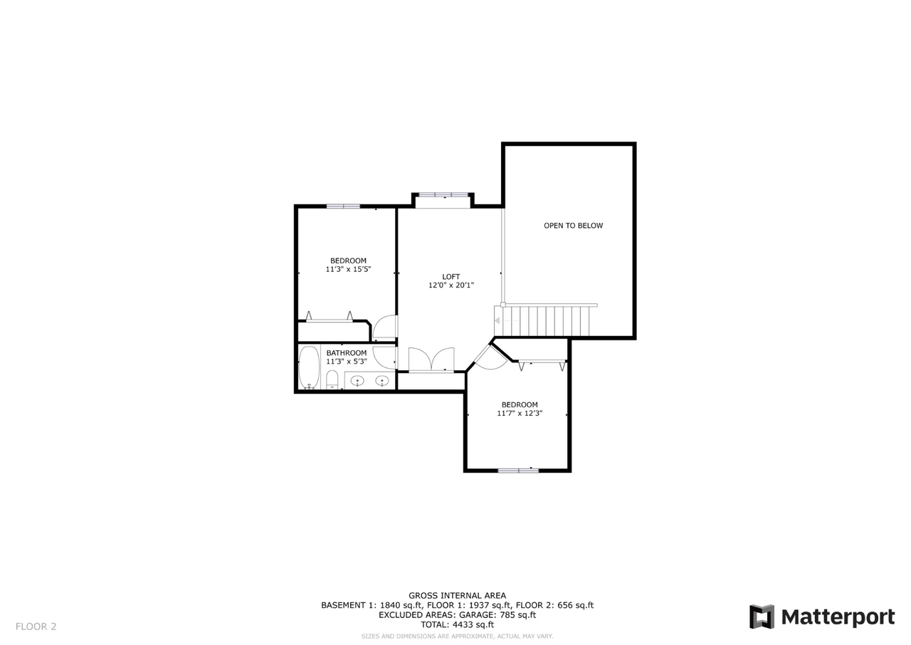 Upper level floor plan