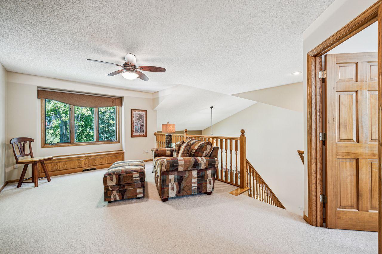 Heading upstairs finds a nice sitting area or office space