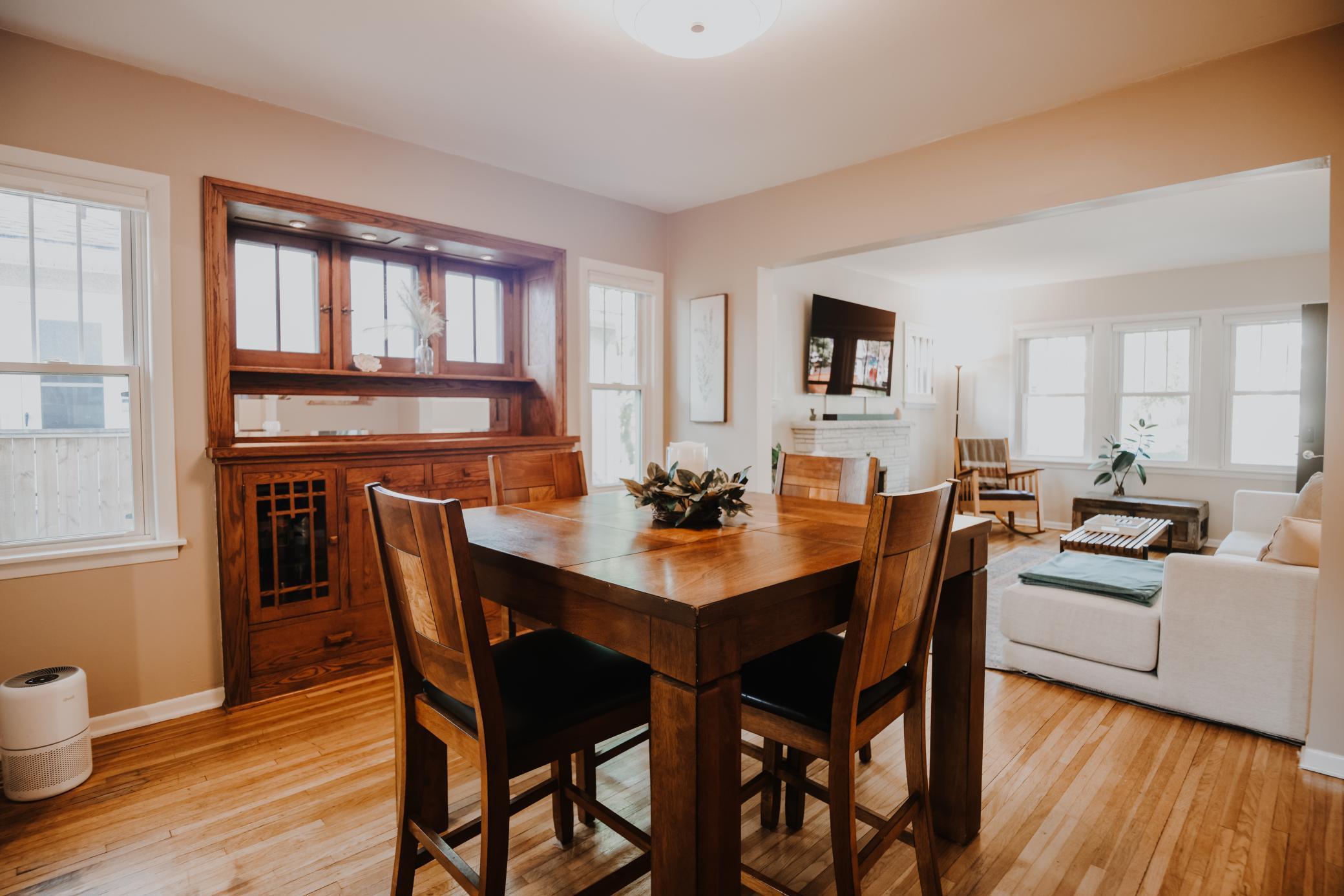 Dining area open to living room.