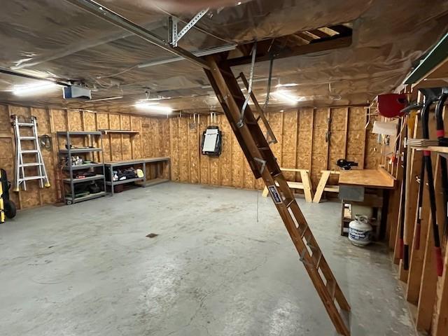 Extra loft garage storage.