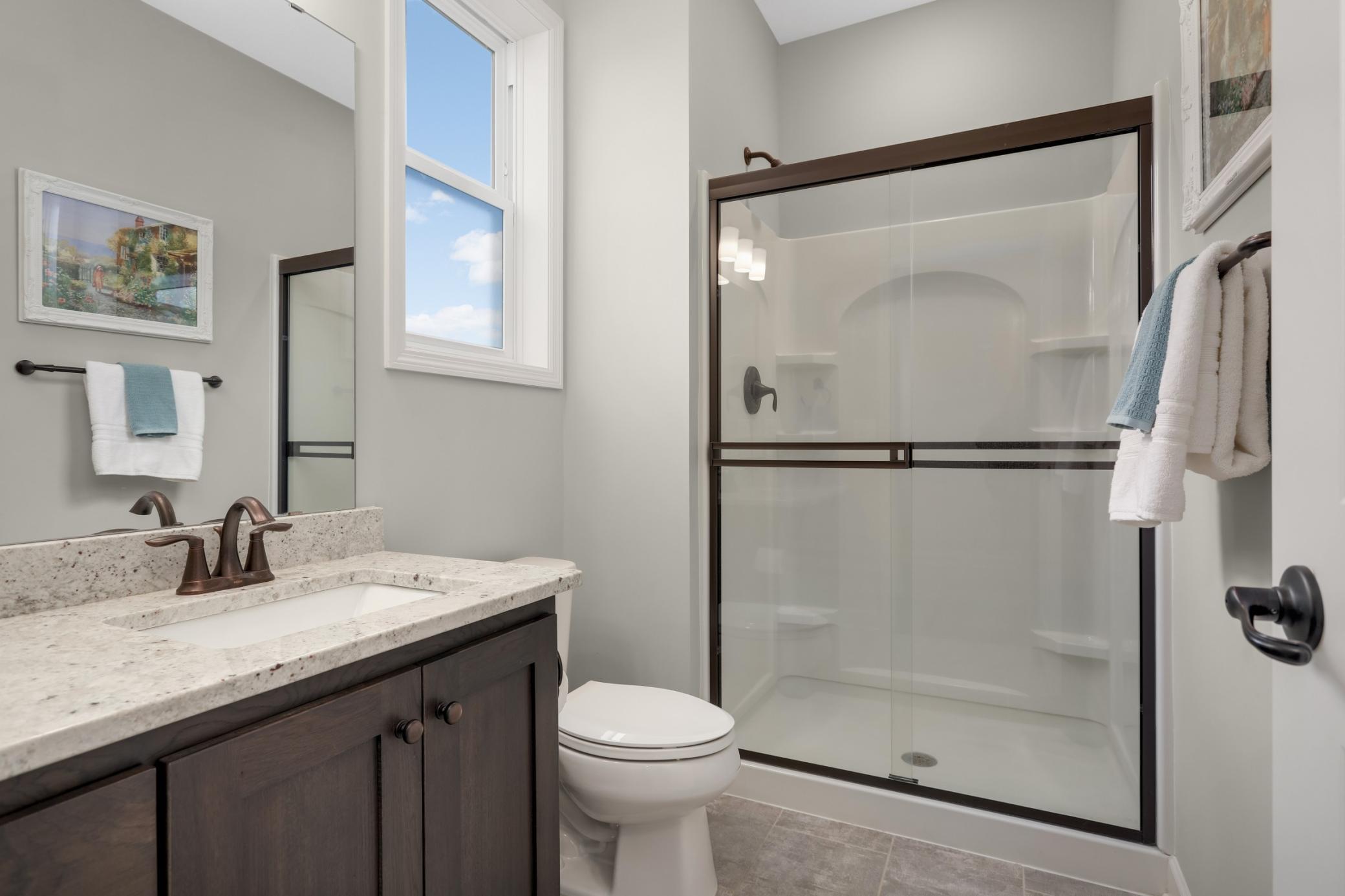 Main floor 3/4 bathroom is located by the front office.