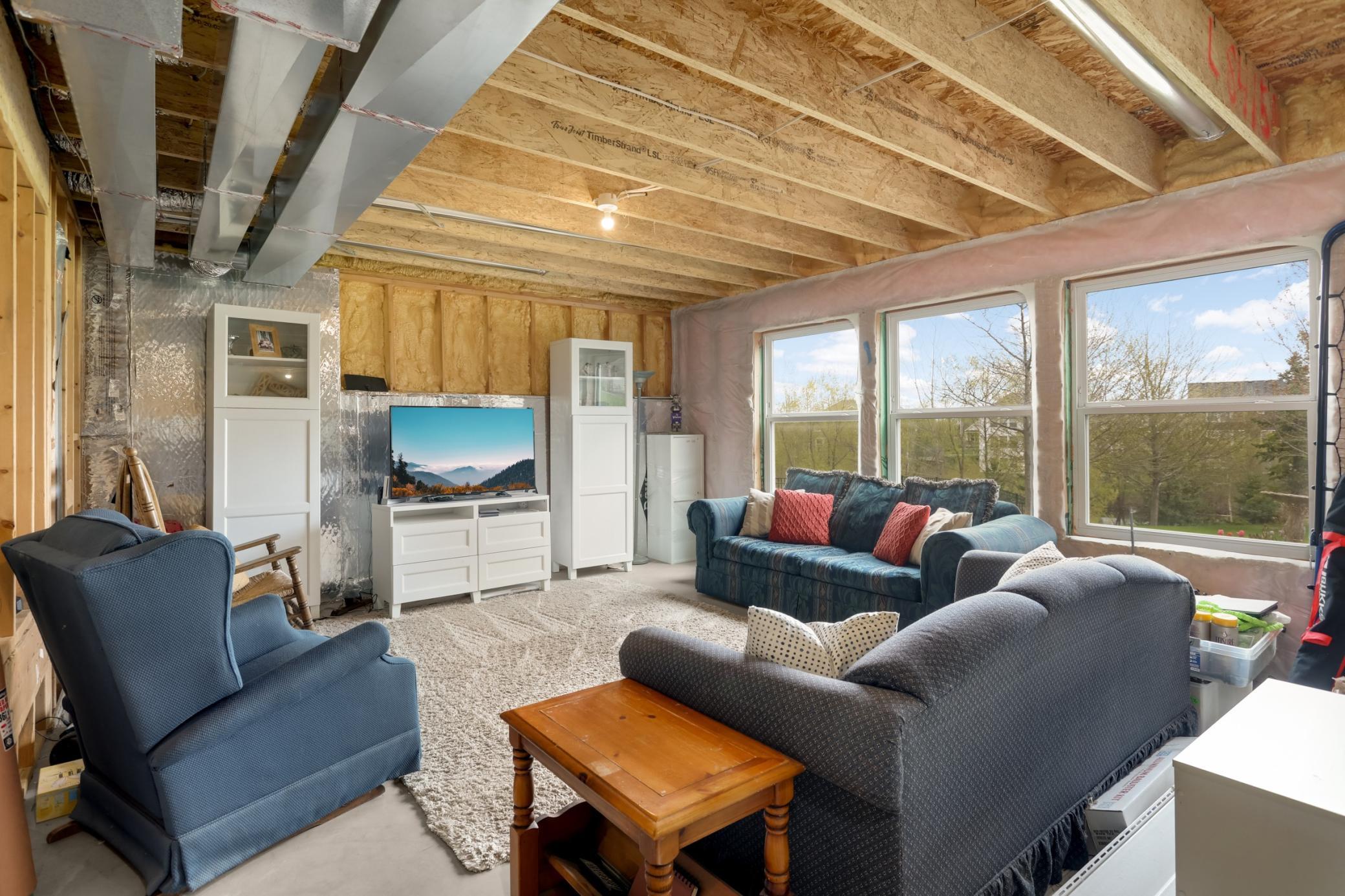 The unfinished basement is ready for finishing touches!