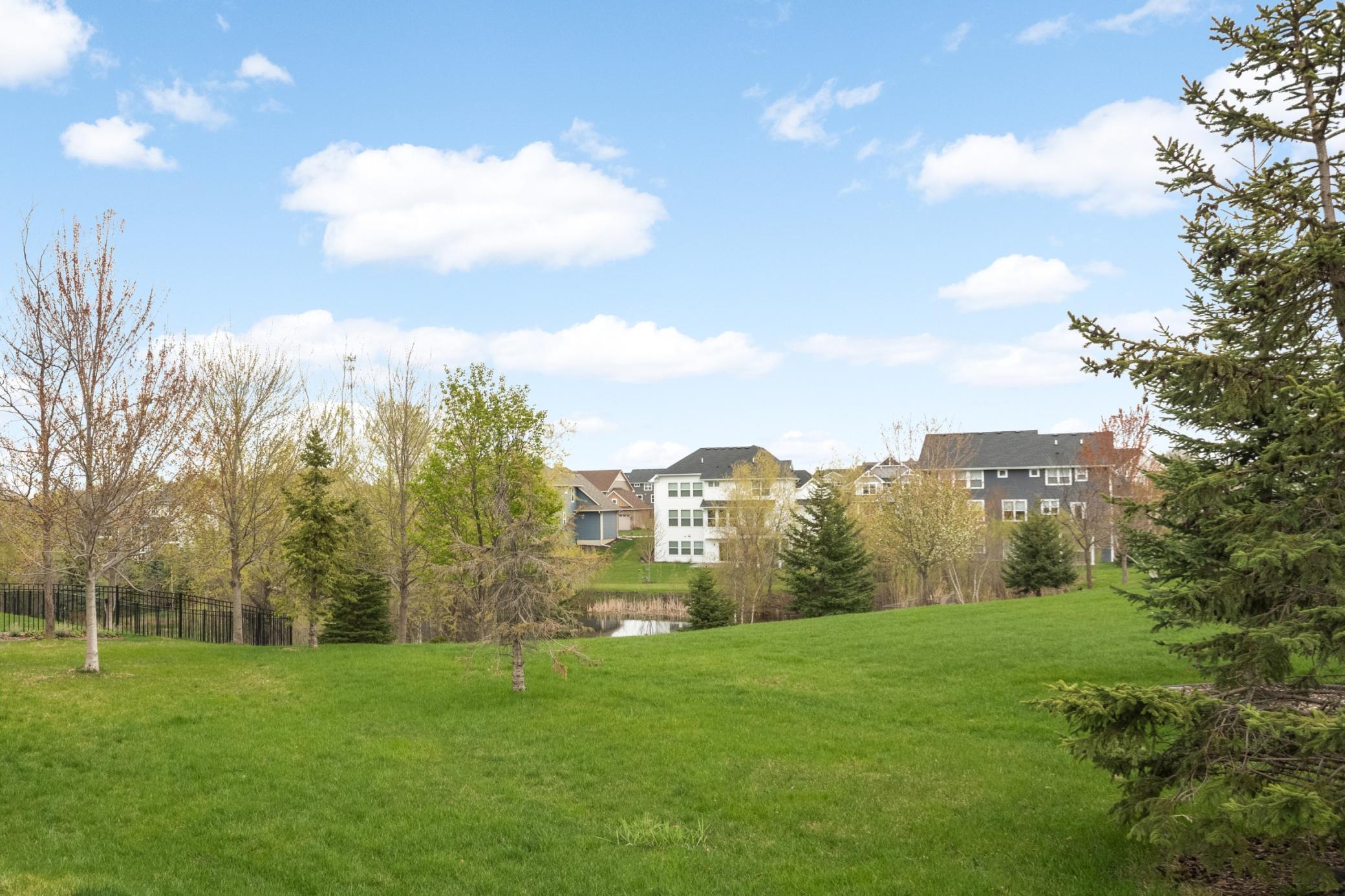 The lot overlooks the pond..
