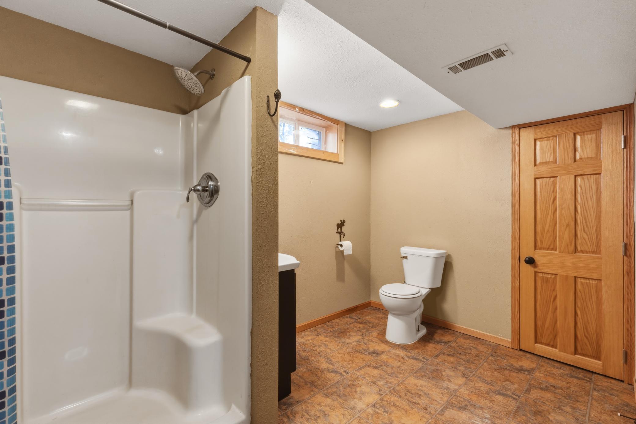 Large lower level 3/4 bathroom