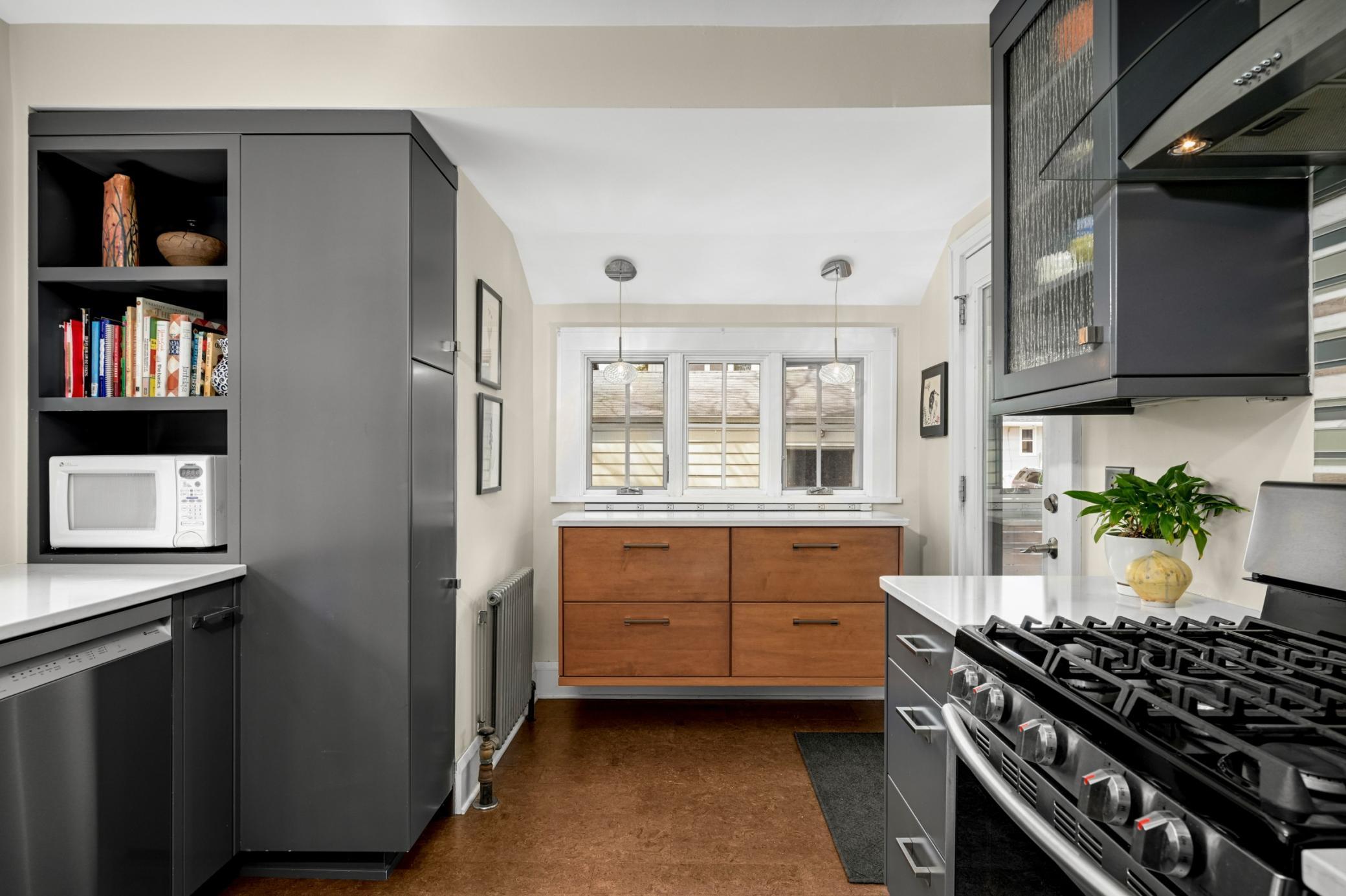 Remodeled kitchen with loads of storage