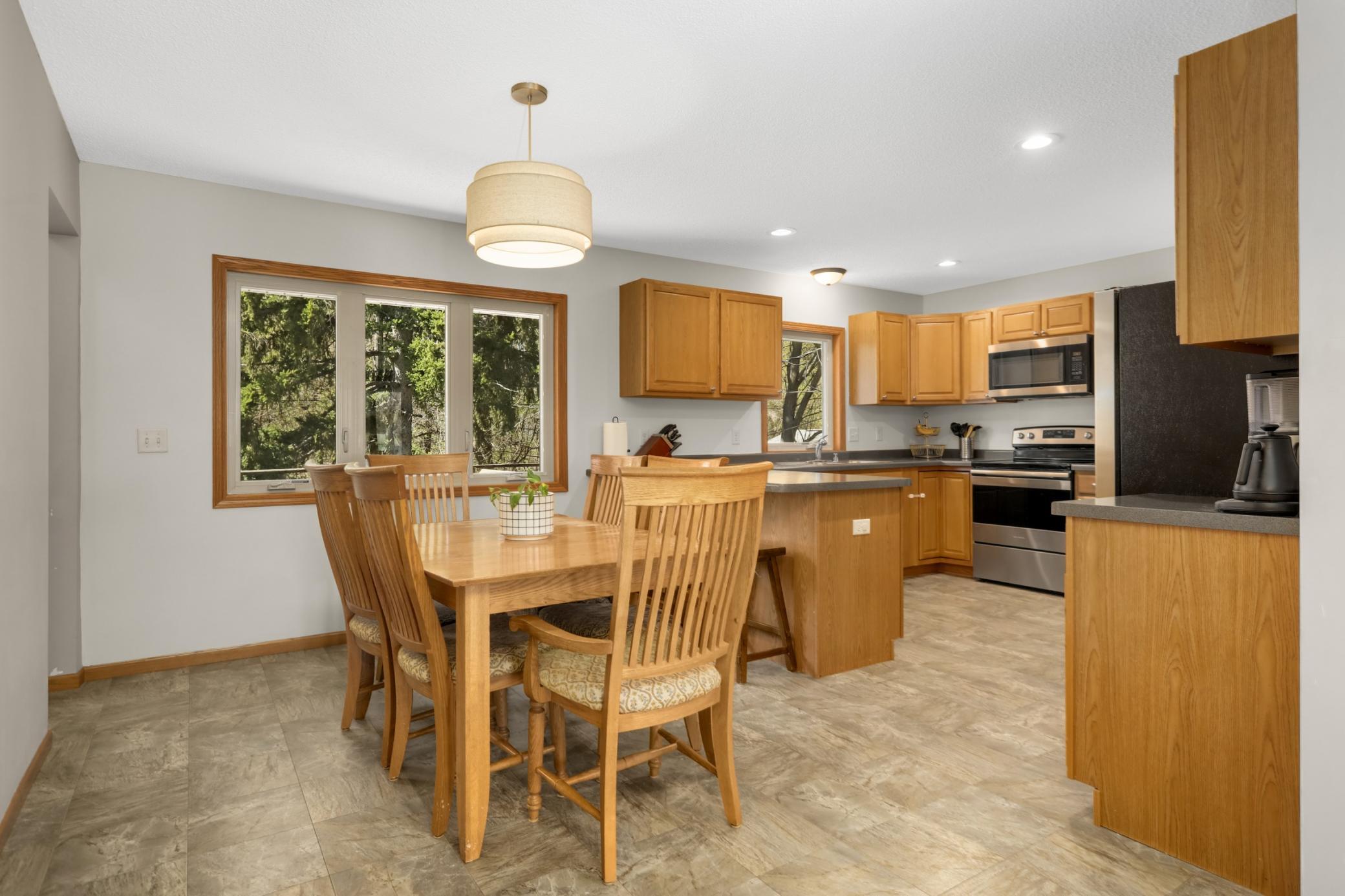 Dinning room area with large window