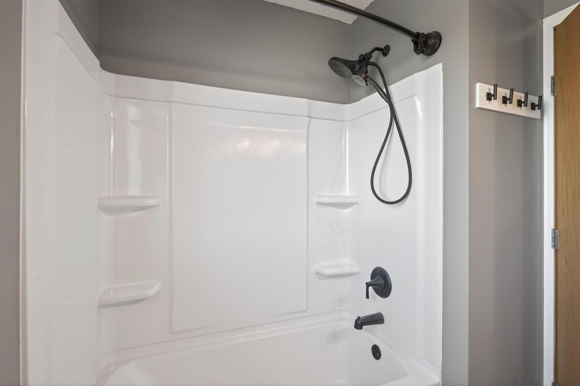 Upper-level bath, new tub/shower combo