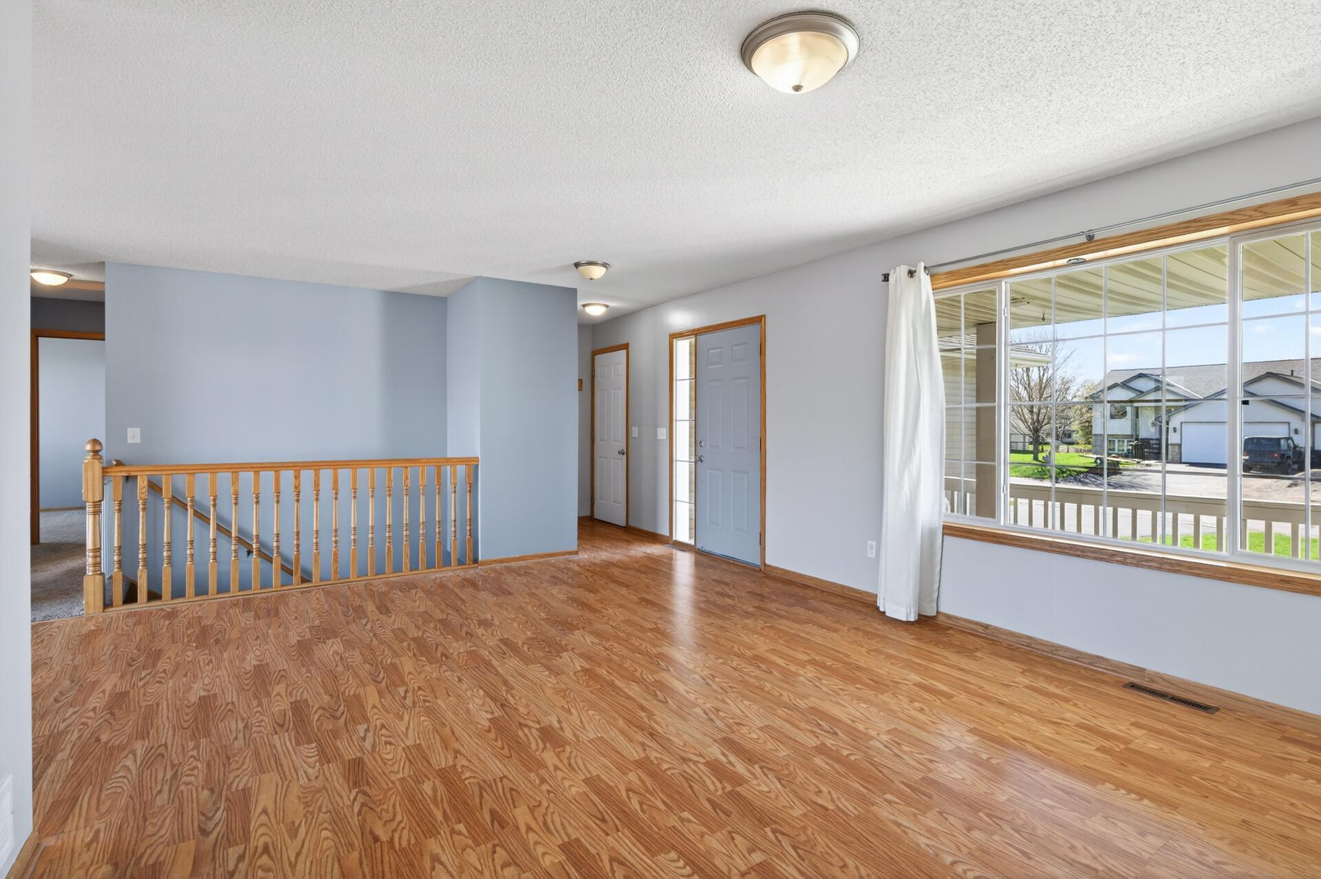 Large windows bring in abundant natural light