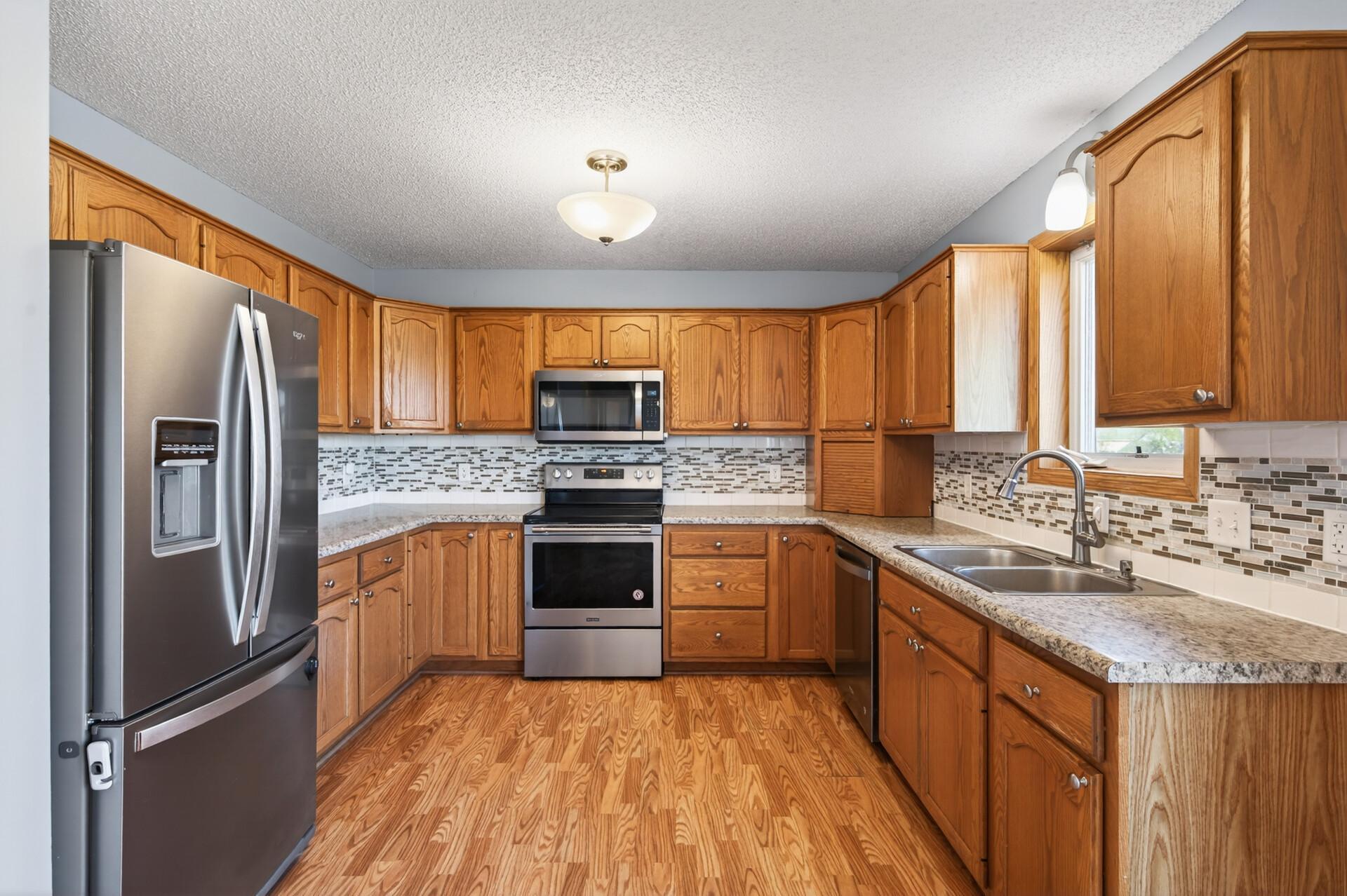 Kitchen with stainless steel appliances