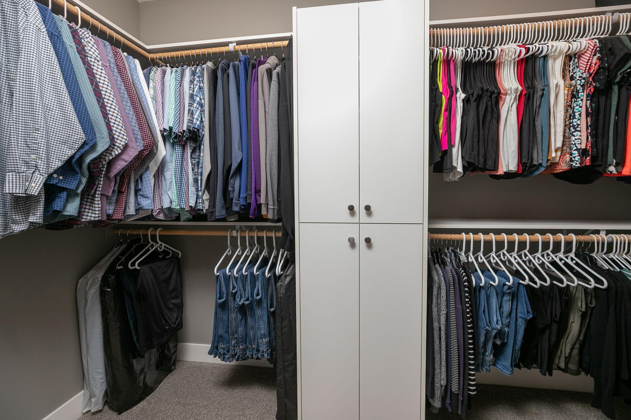 Closet has been organized for maximum hanging space