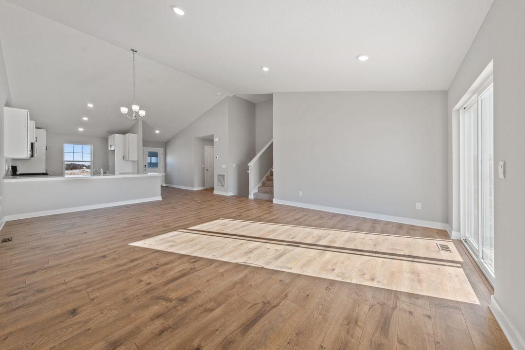 Open and bright main level with vaulted ceilings.