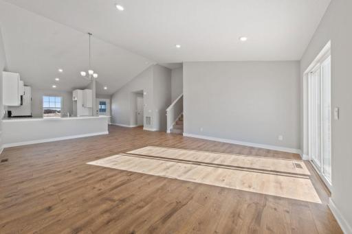 Open and bright main level with vaulted ceilings.