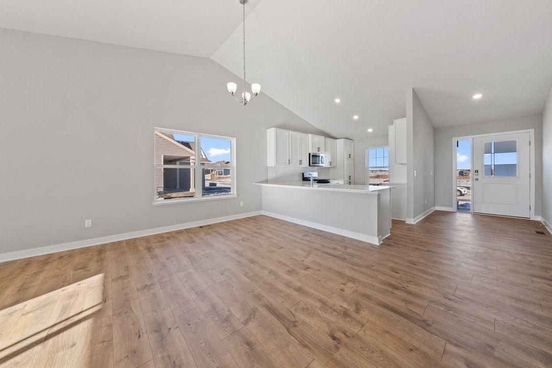 Bright and open main level with soaring vaulted ceilings.