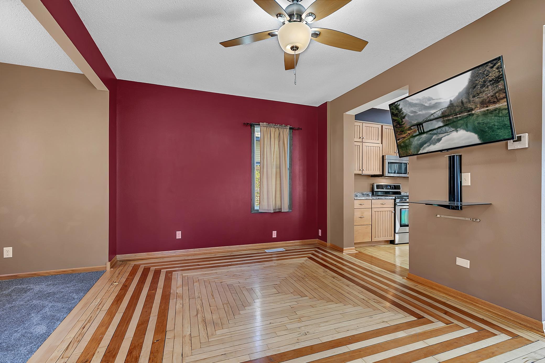 Mounted TV so that it’ easy to view from multiple seating positions.