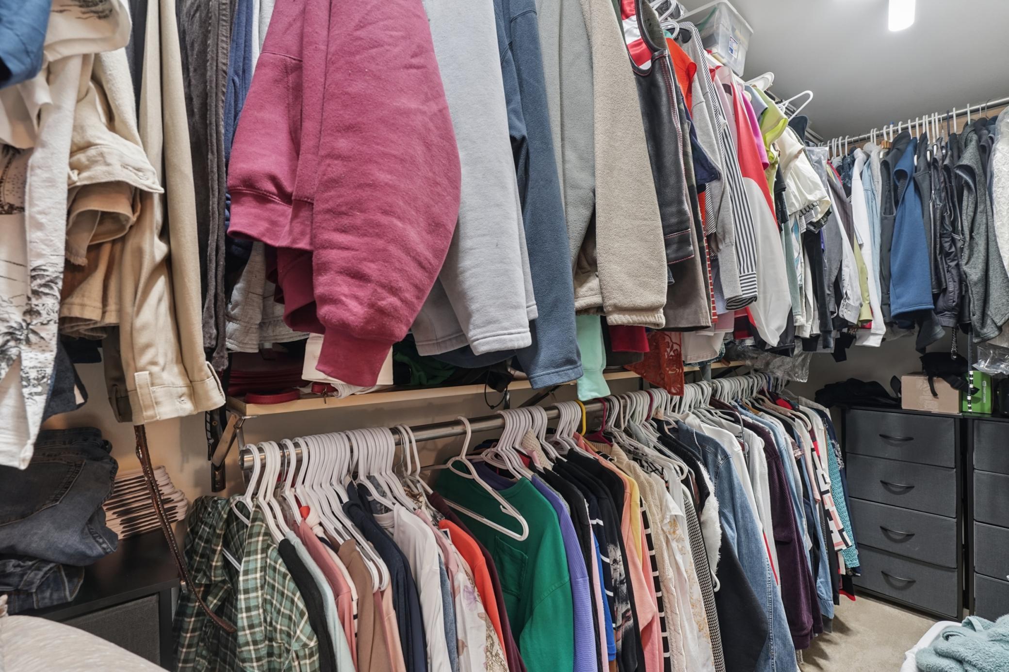 The spacious walk-in closet.