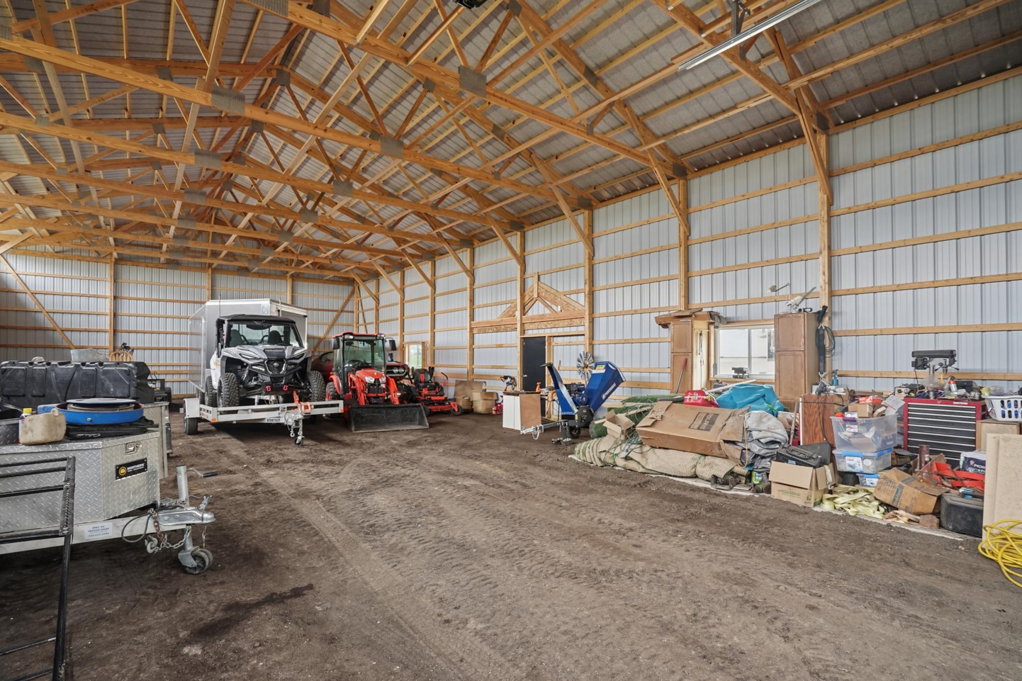 The interior of the 80'x40' Ram pole shed.