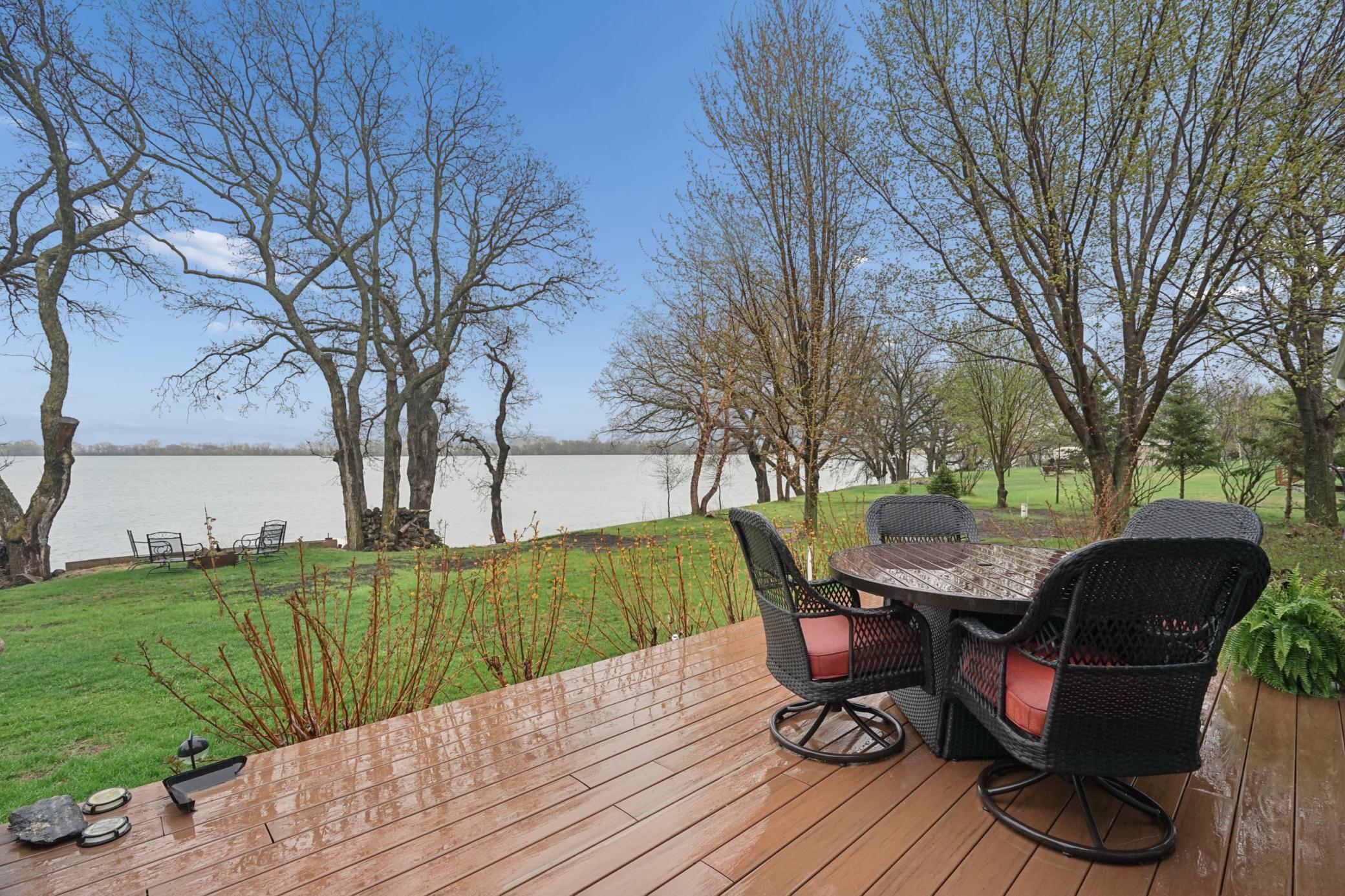 The maintenance-free deck is perfect for entertaining against the backdrop of beautiful Lake Preston.