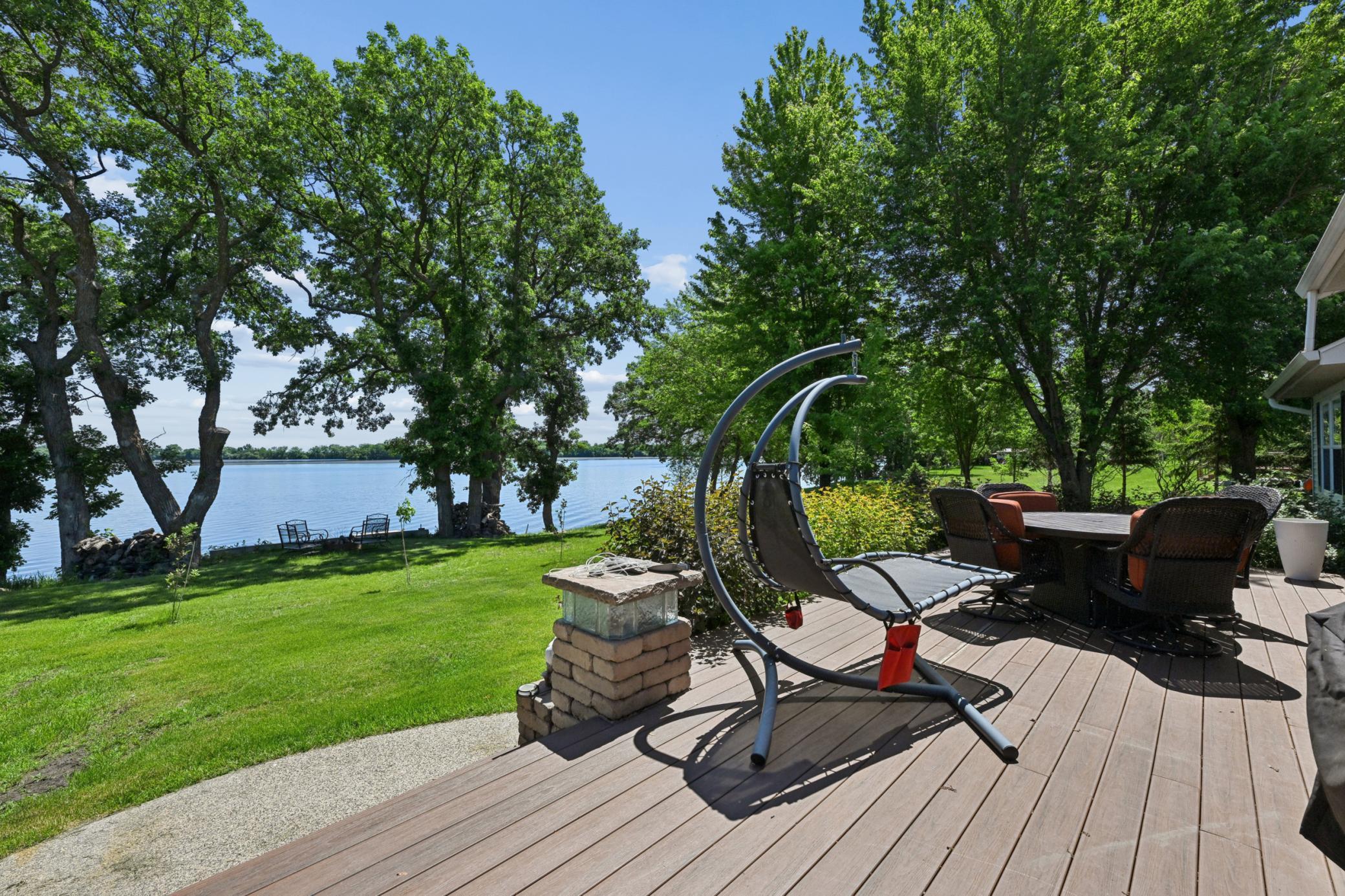 The maintenance-free deck is perfect for entertaining against the backdrop of beautiful Lake Preston.