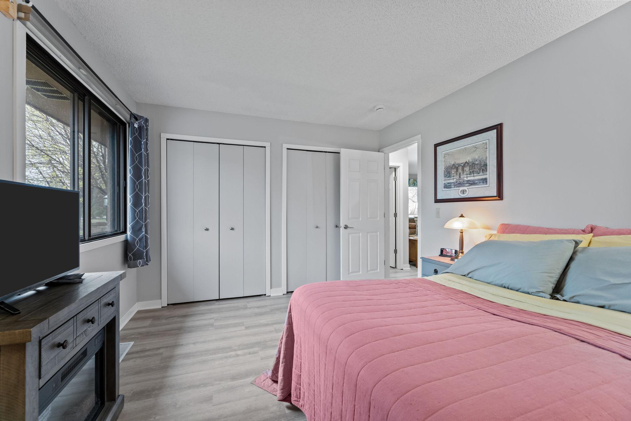 Large his and hers closet.