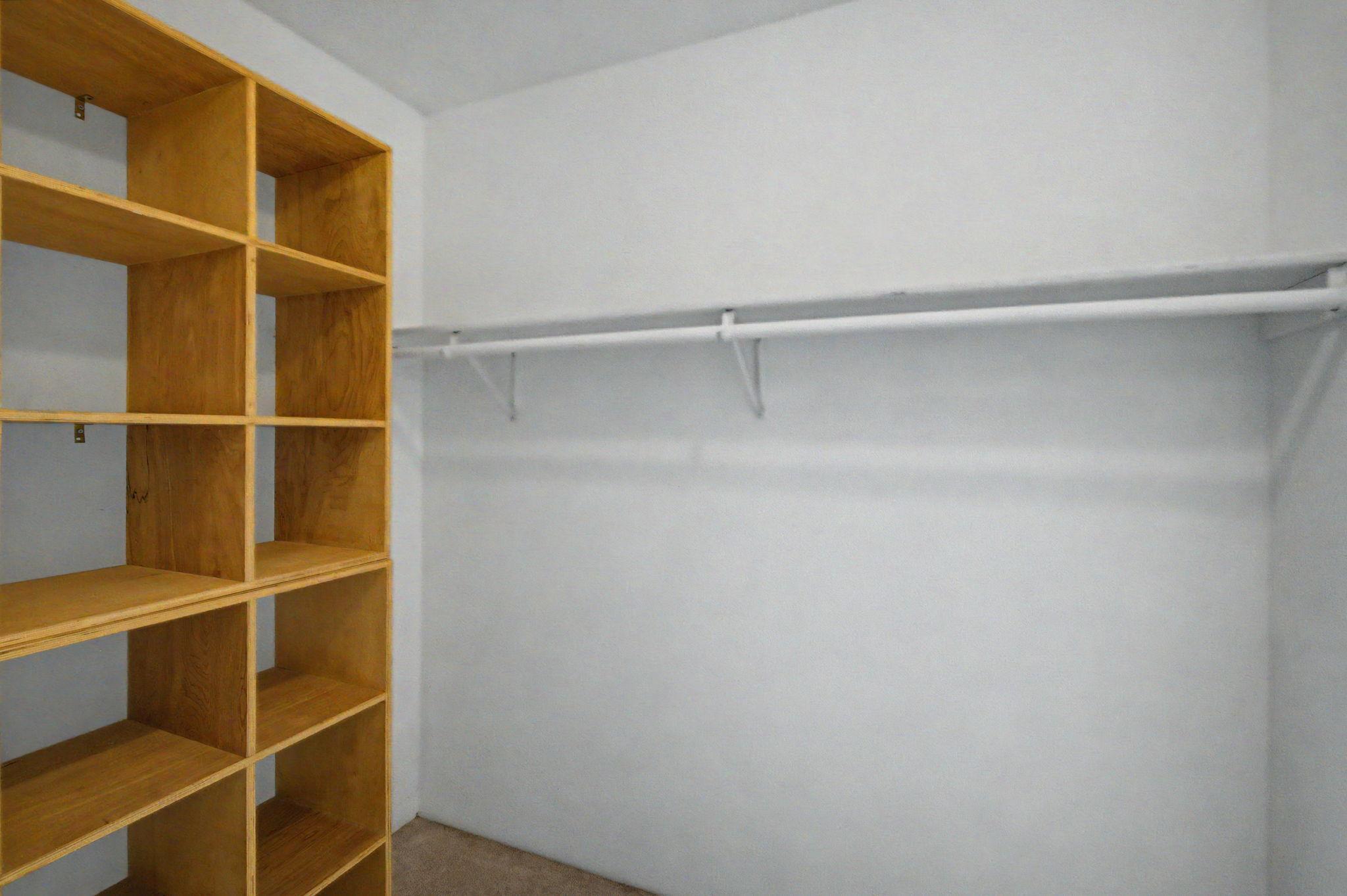 Lots of convenient storage in this walk in closet