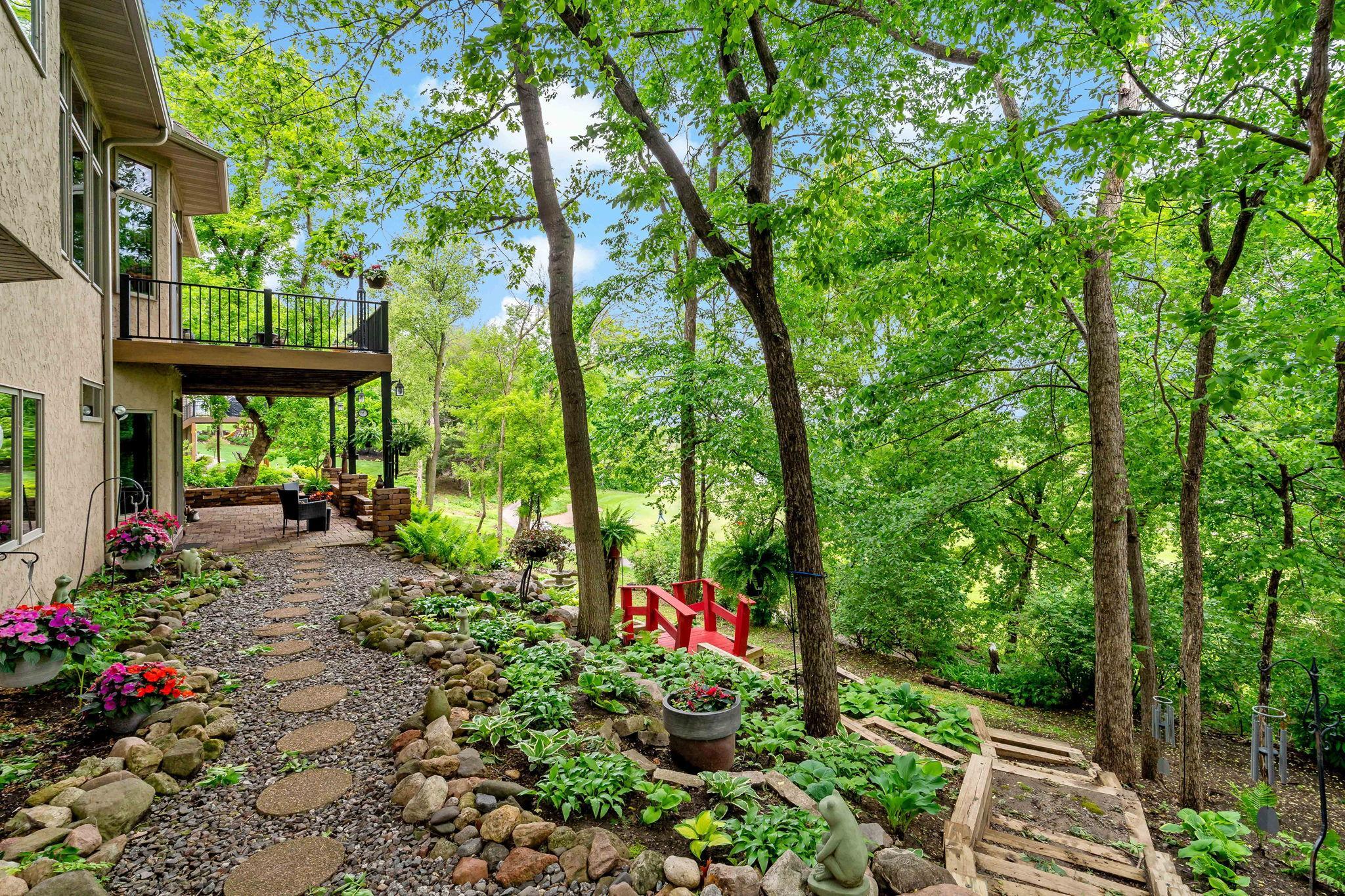 Walkways through the back garden area.
