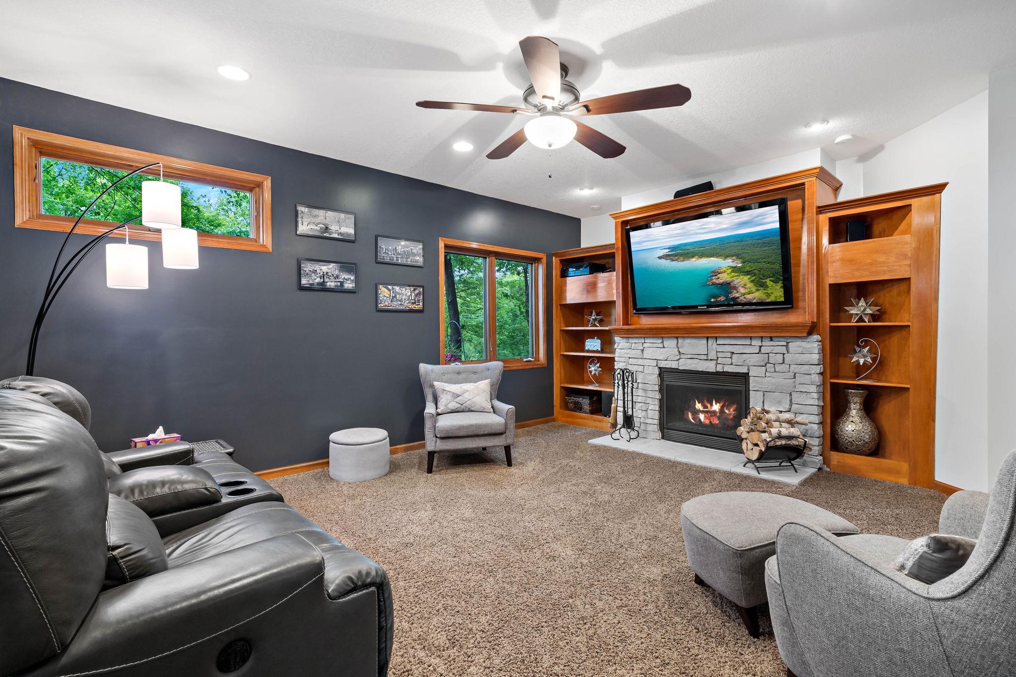 Basement has a large entertainment area to it!