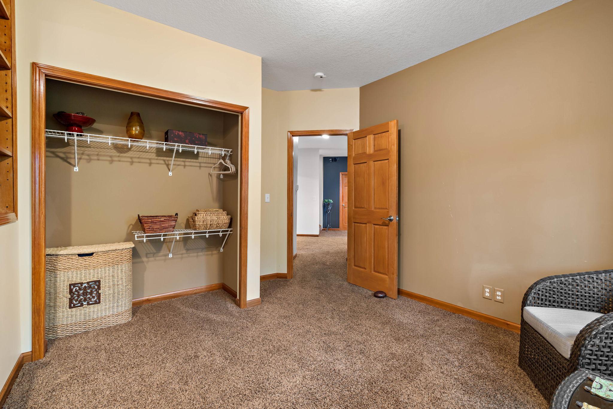 Second bedroom in the lower level with large closet.
