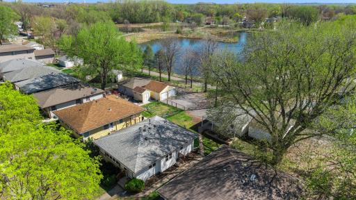 Backyard overlooks a pond
