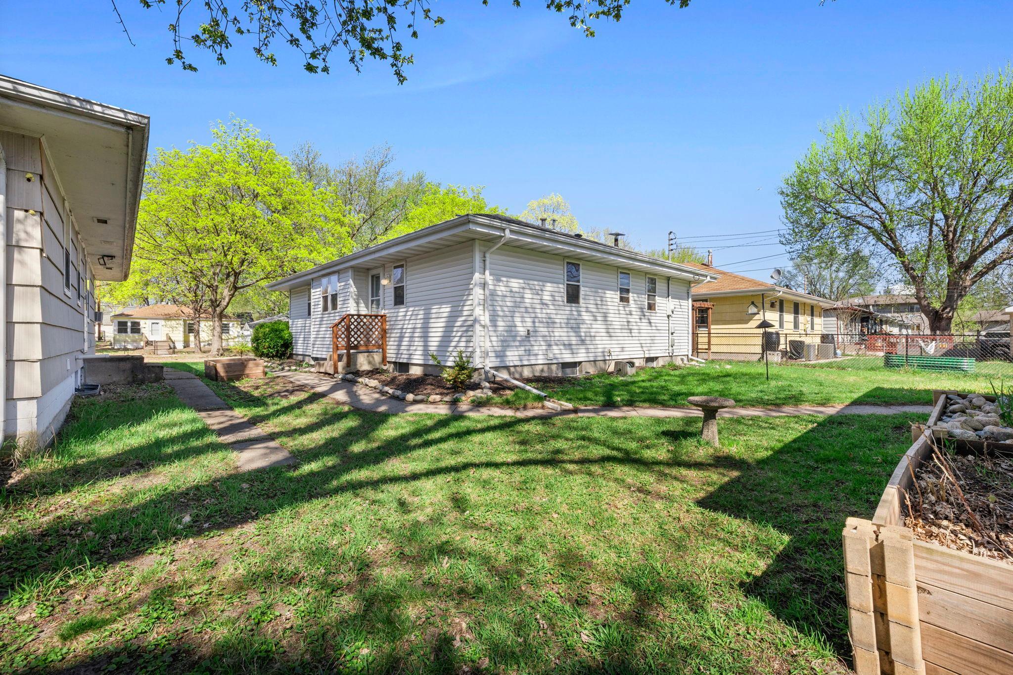 Rear side view of home