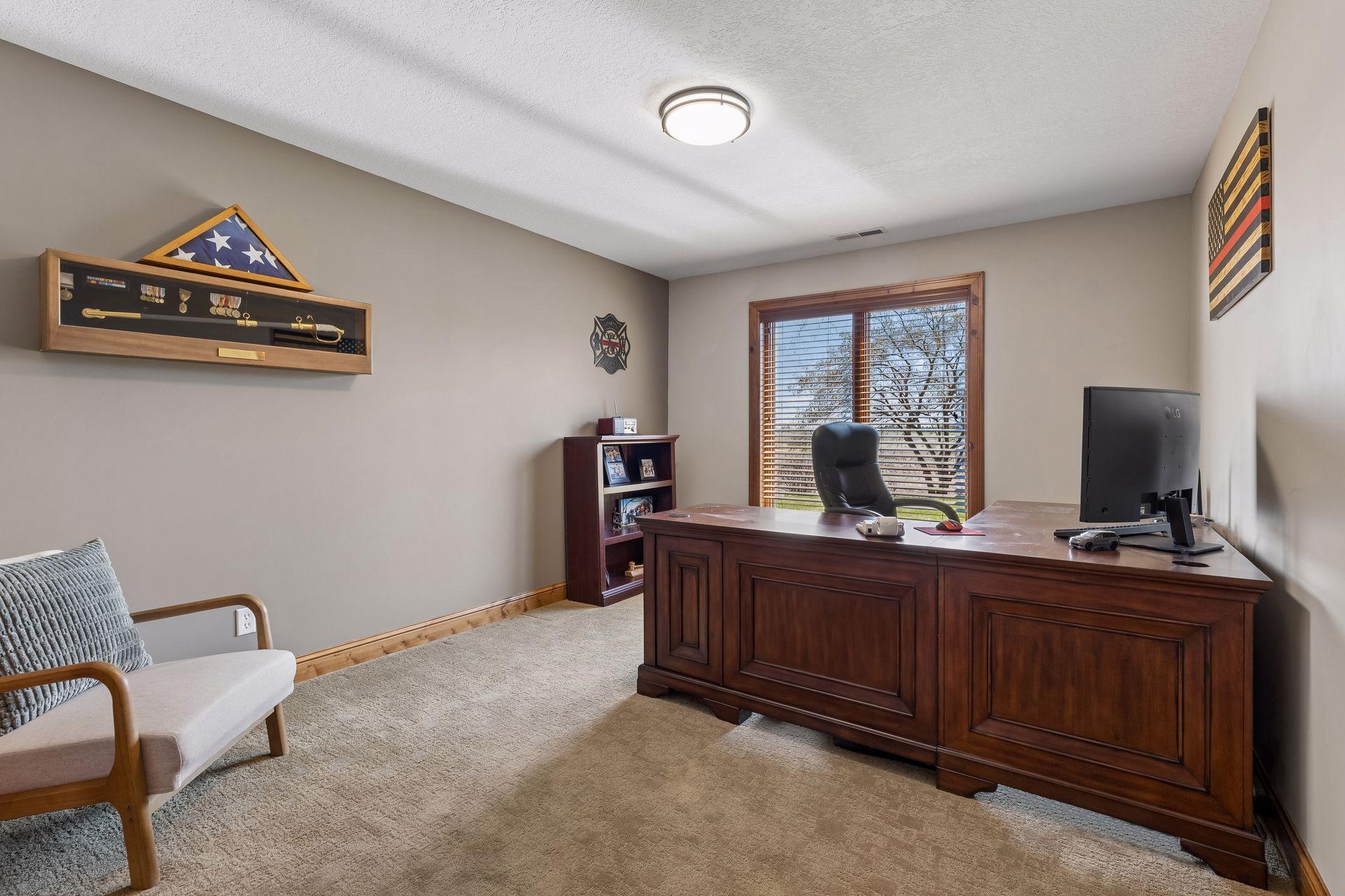 Lower-level bedroom used as office