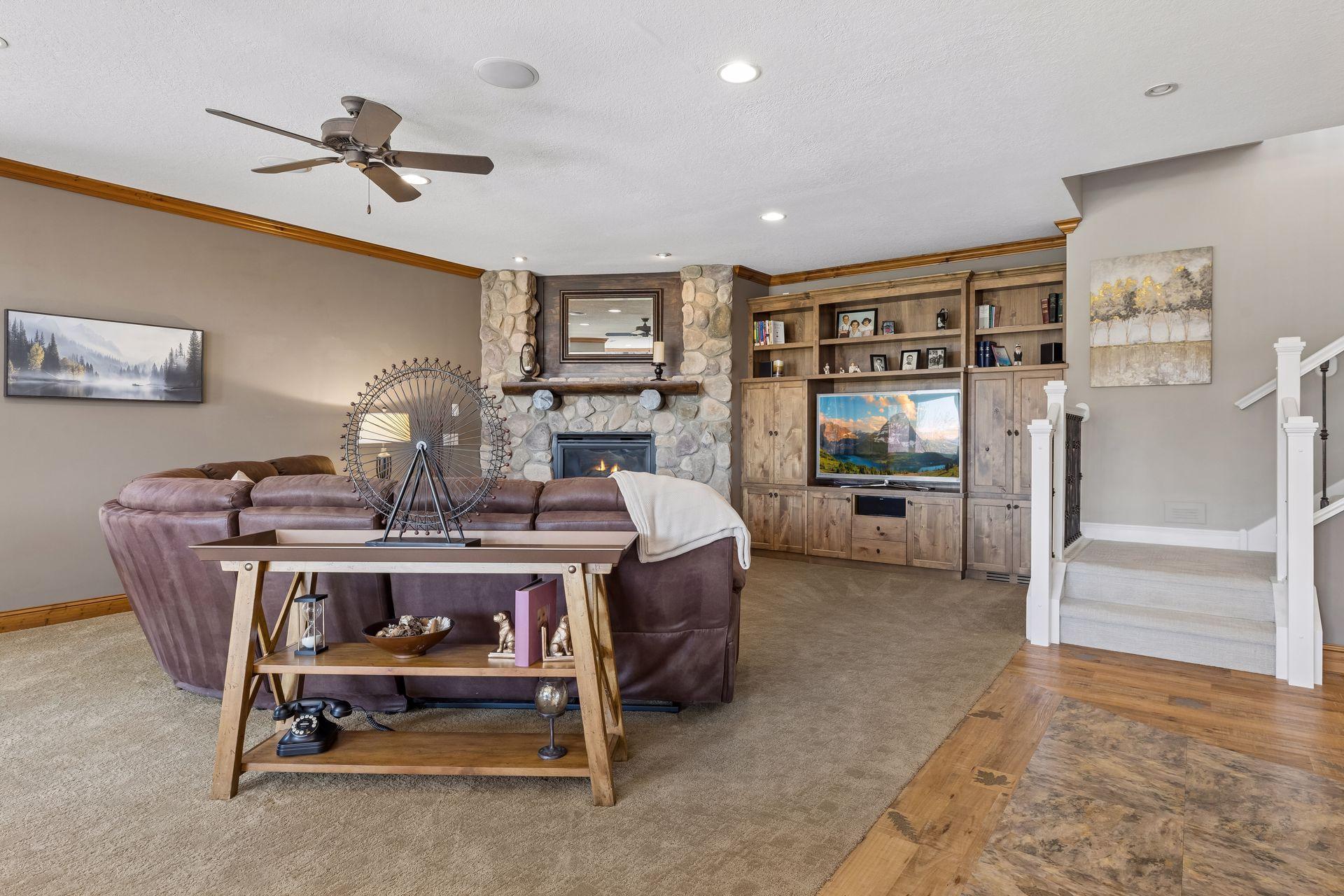 Media center with surround sound speakers. Perfect for watching the game!