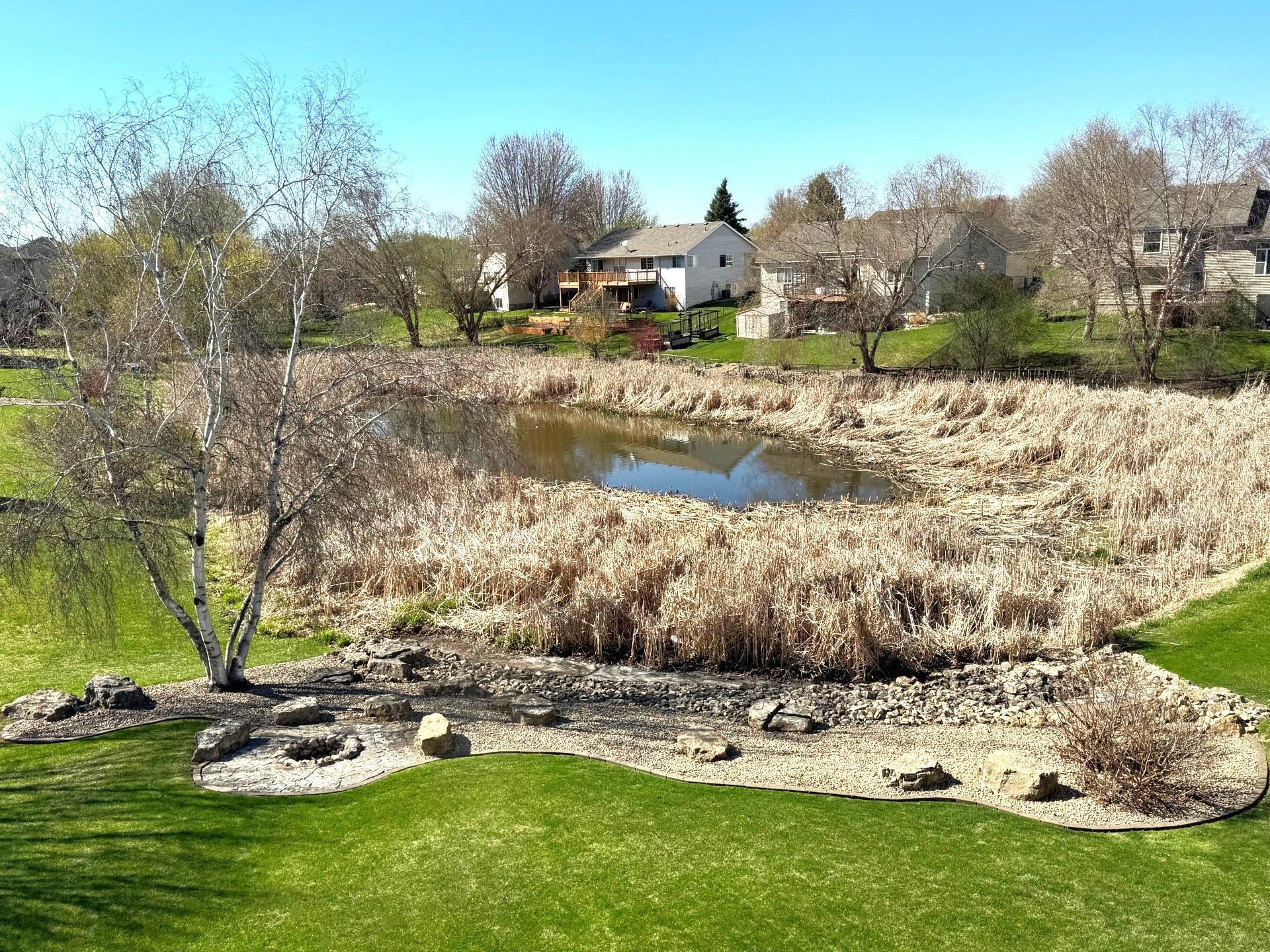 View of pond from Kitchen window; (and Dining area)