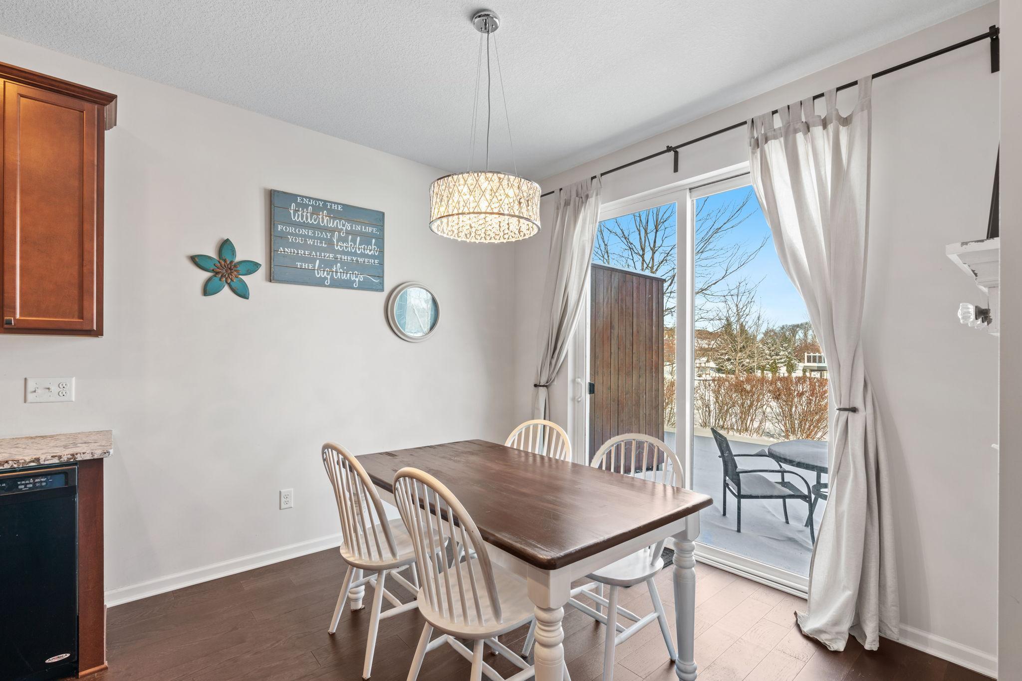 Dining area with sliding doors