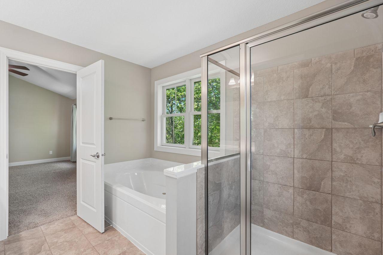 Separate shower and tub.