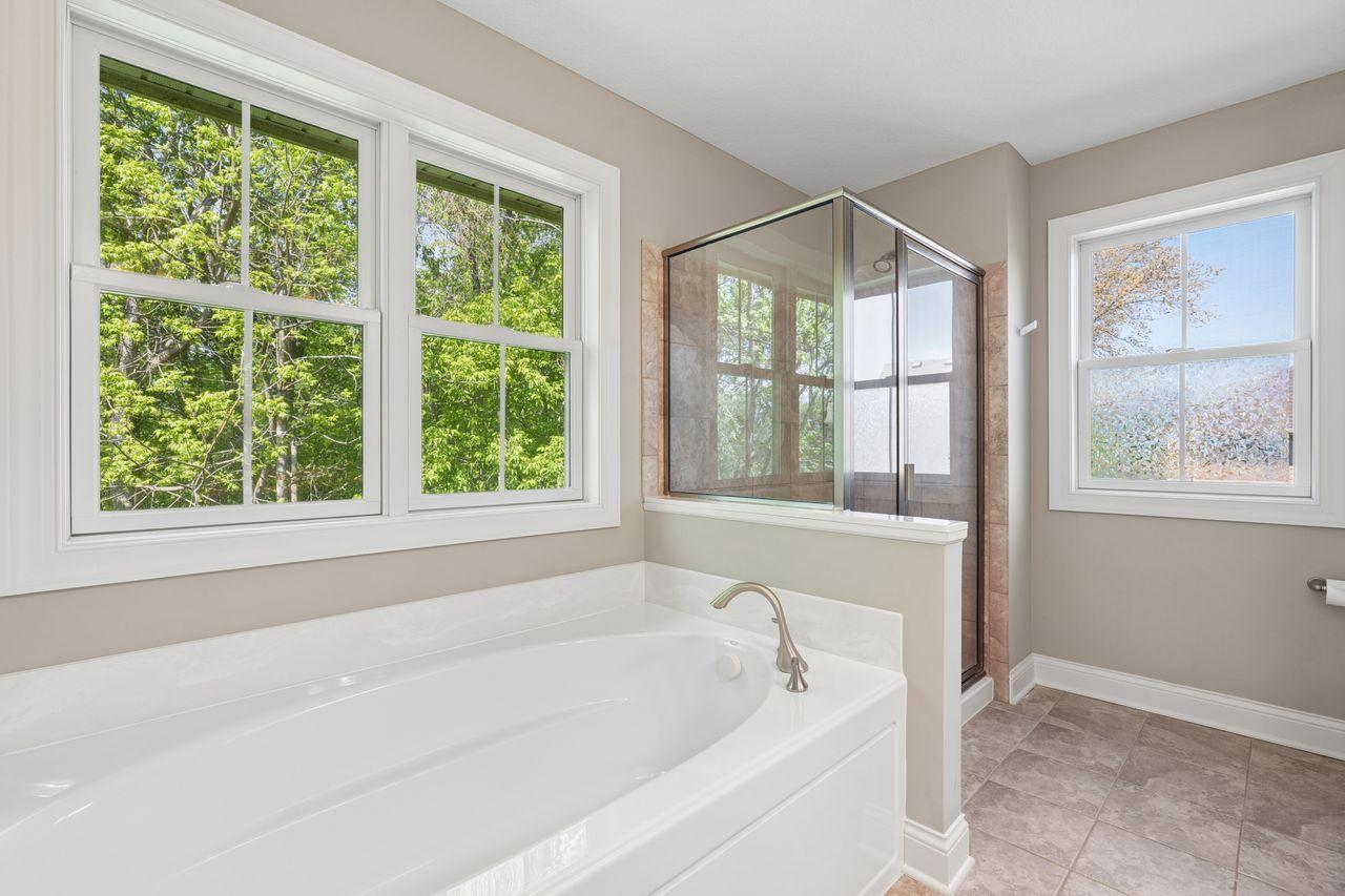 Large soaking tub.